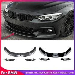 4Pcs Front Bumper Lip ABS Splitter Lip Diffuser Kits Spoiler Bodykit For BMW 4 Series F32 F33 F36 420i 430i 420d M440i 2014-2020
