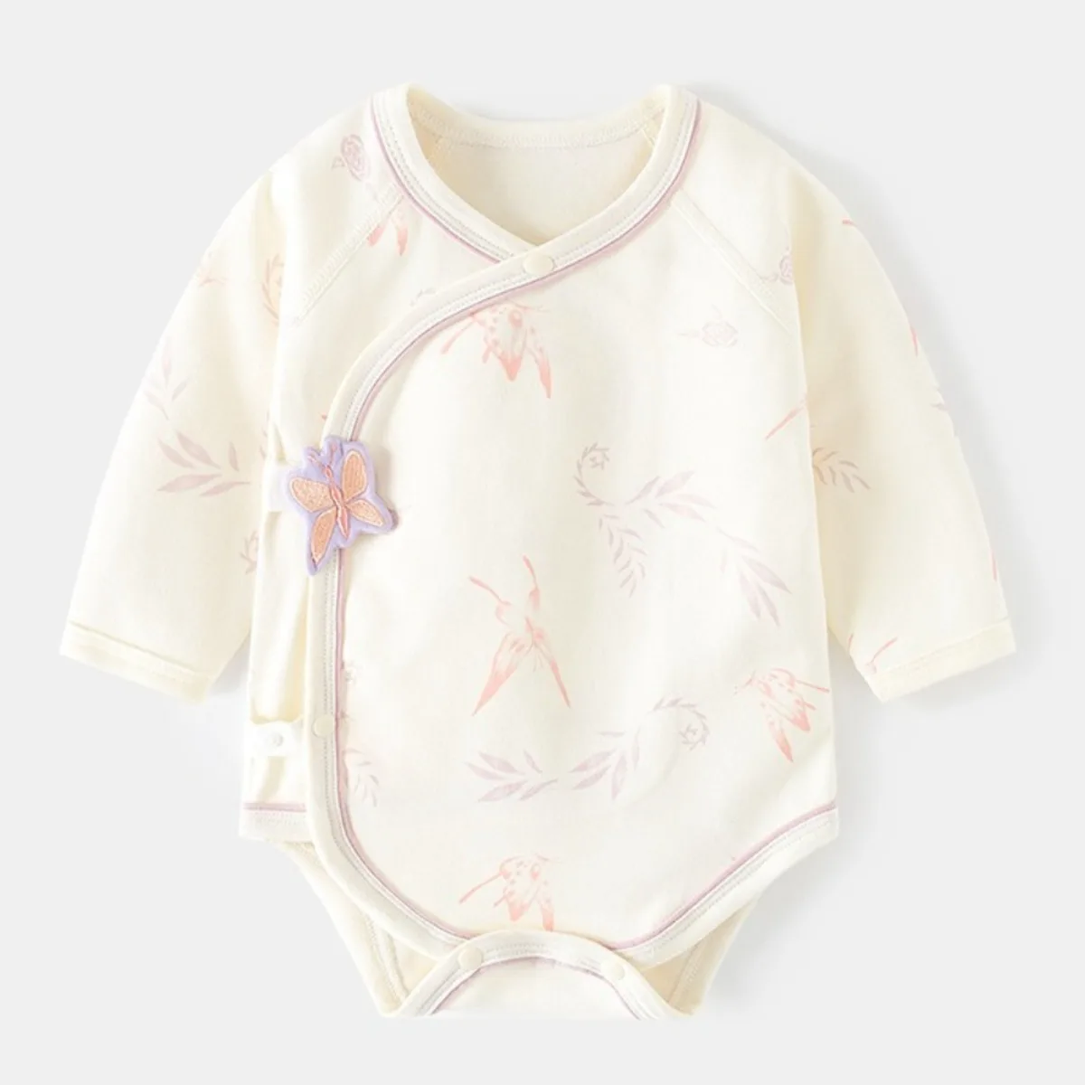 Infant Spring Fall Pure Cotton Breathable Romper 0-18M Baby Boy Girl Moisture-wicking Bodysuit Kid Easy on Off Babygro Clothes