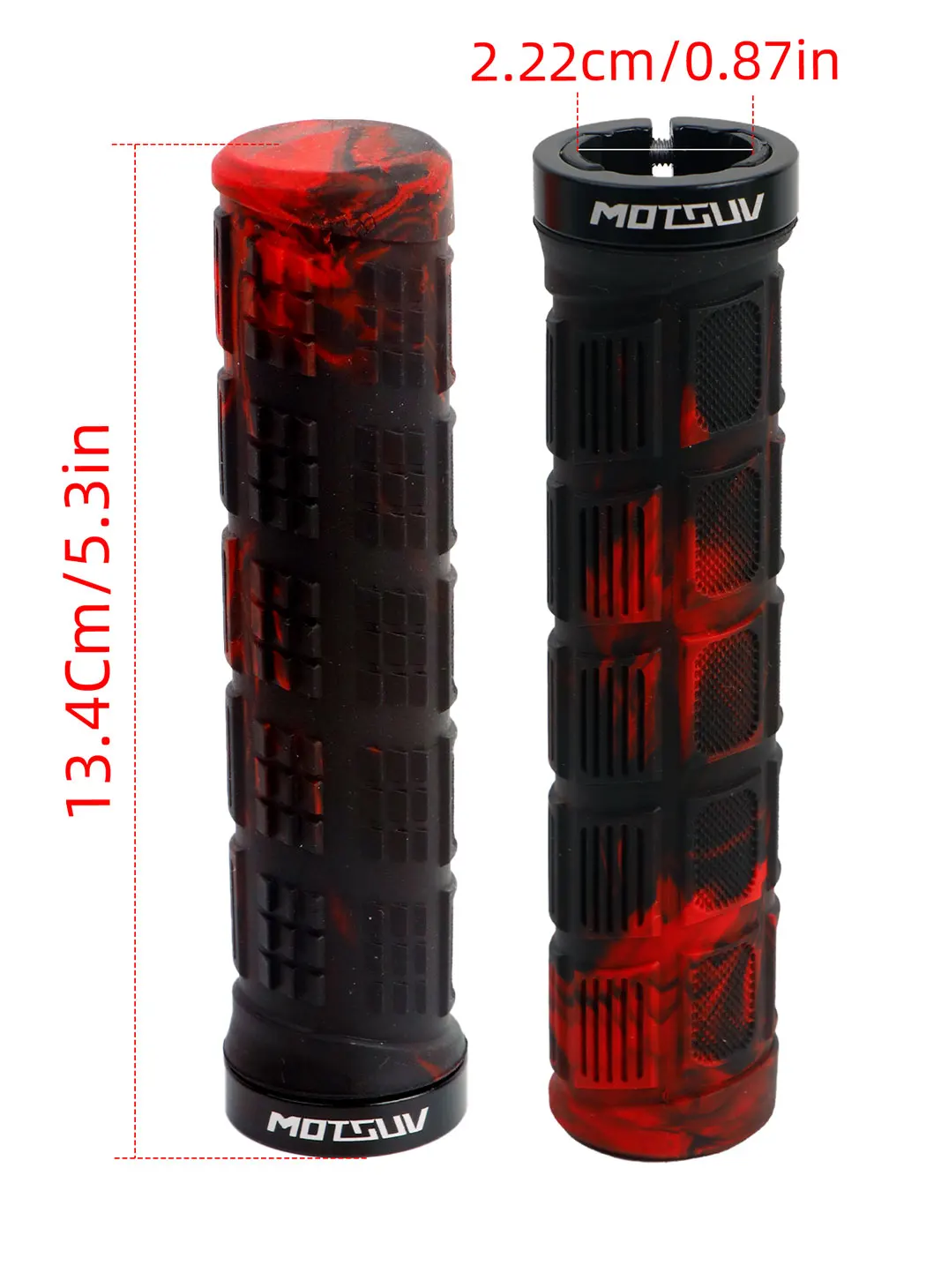 Mountainbike-Lenkergriffe, zweifarbig, Aluminiumlegierung, rutschfestes Gummi, ergonomisches Design für bequemes Radfahren auf der Straße – Detail 4