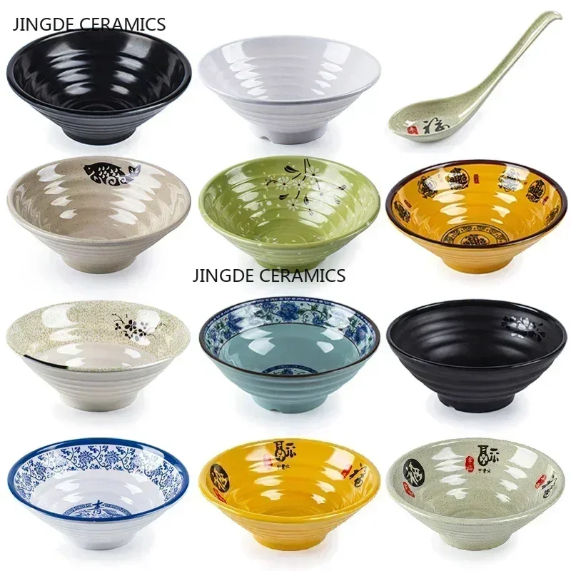 Melamine Noodle Bowl Household Plastic Tableware Restaurant Commercial Ramen Salad Bowl Thickened Not Easily Broken Soup Bowls