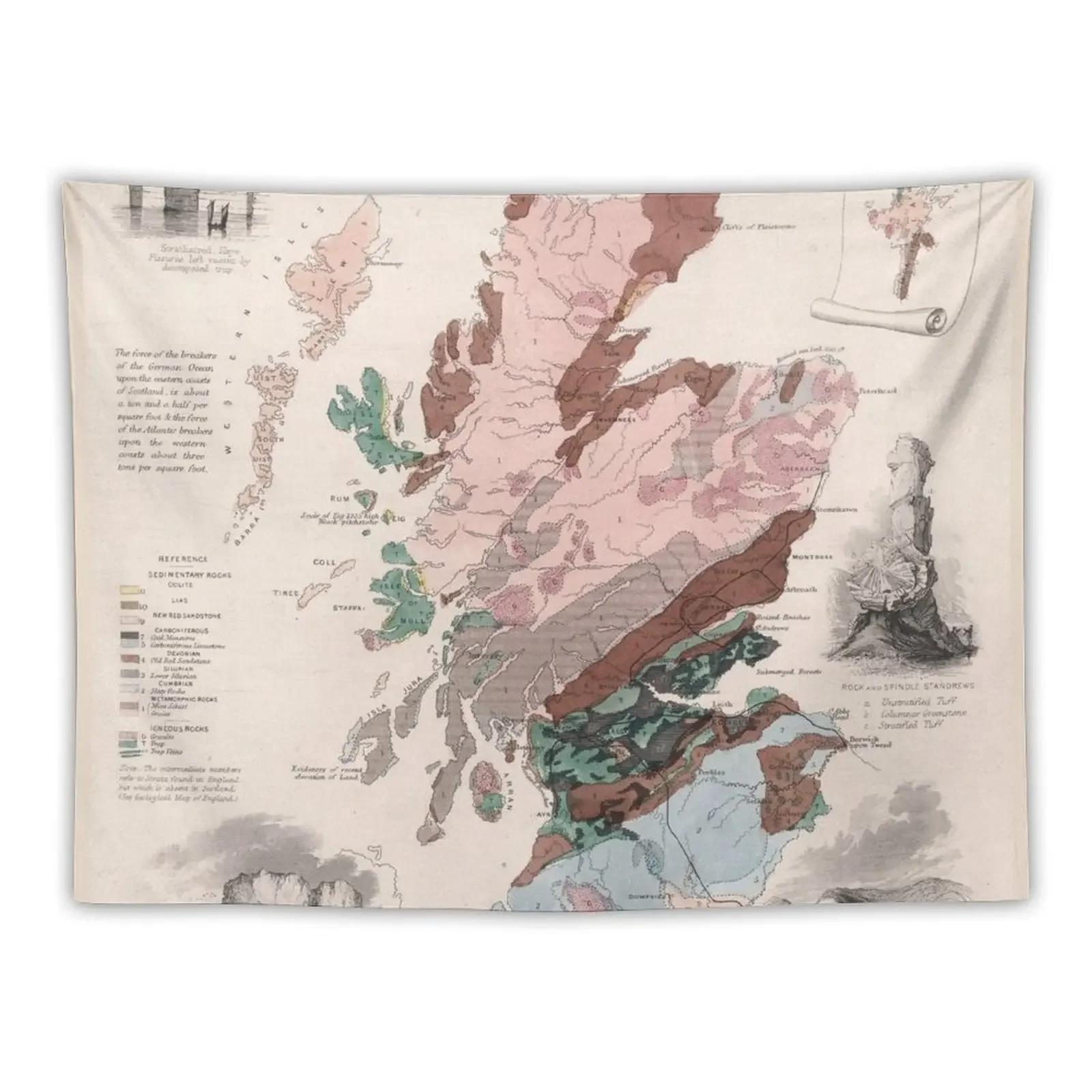 

Vintage Geological Map of Scotland (1850) Tapestry Home Decor Aesthetic Decorations For Room Wall Hanging Tapestry