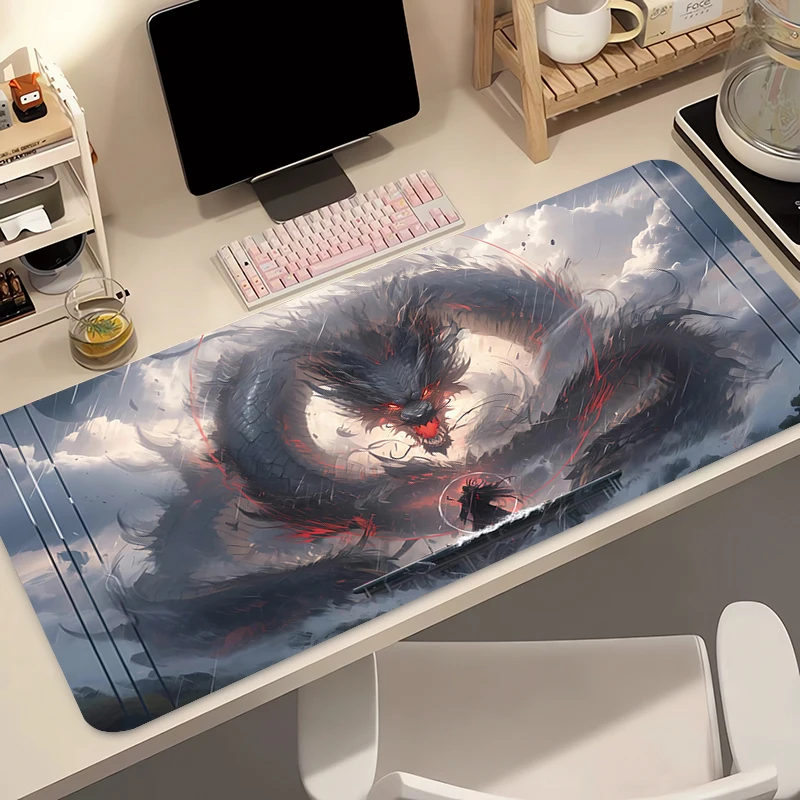 Cool Dragon Pattern Silicone Soft Gaming Mouse Pad Large Keyboard Pad Topographic Mouse Pad for Keyboard with Anti-Slip TableMat