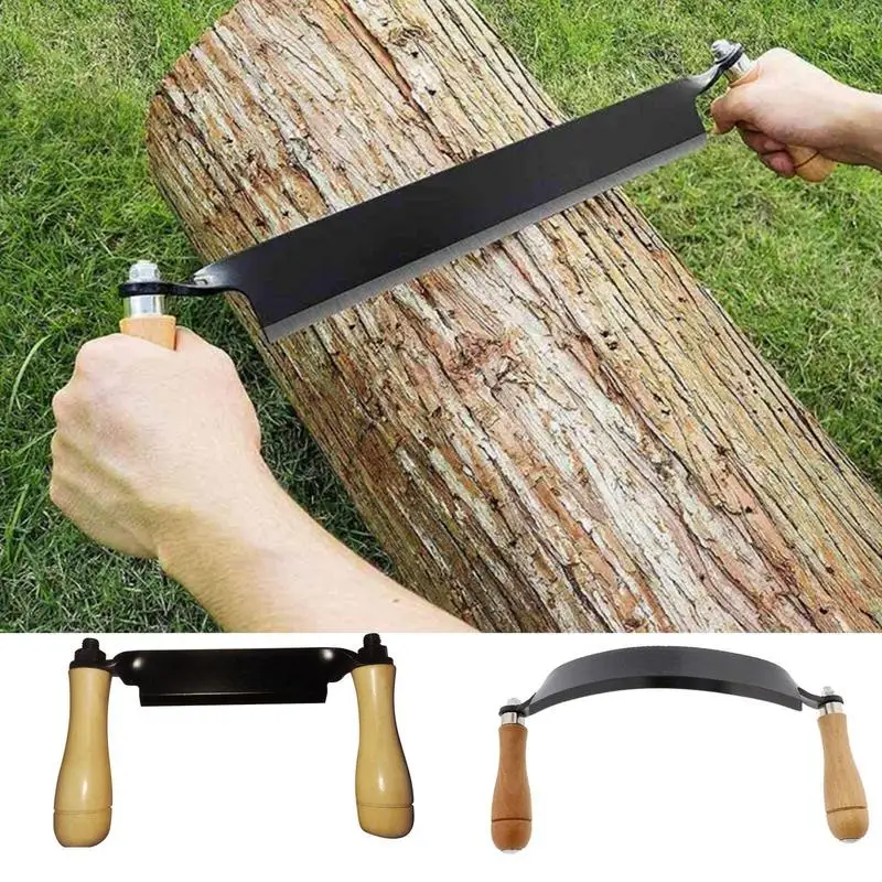 Draw Shave Knives Professional 8 Inch Stainless Steel Straight Curved Draw Shave Tool Wooden Handle Stainless Steel Debarking