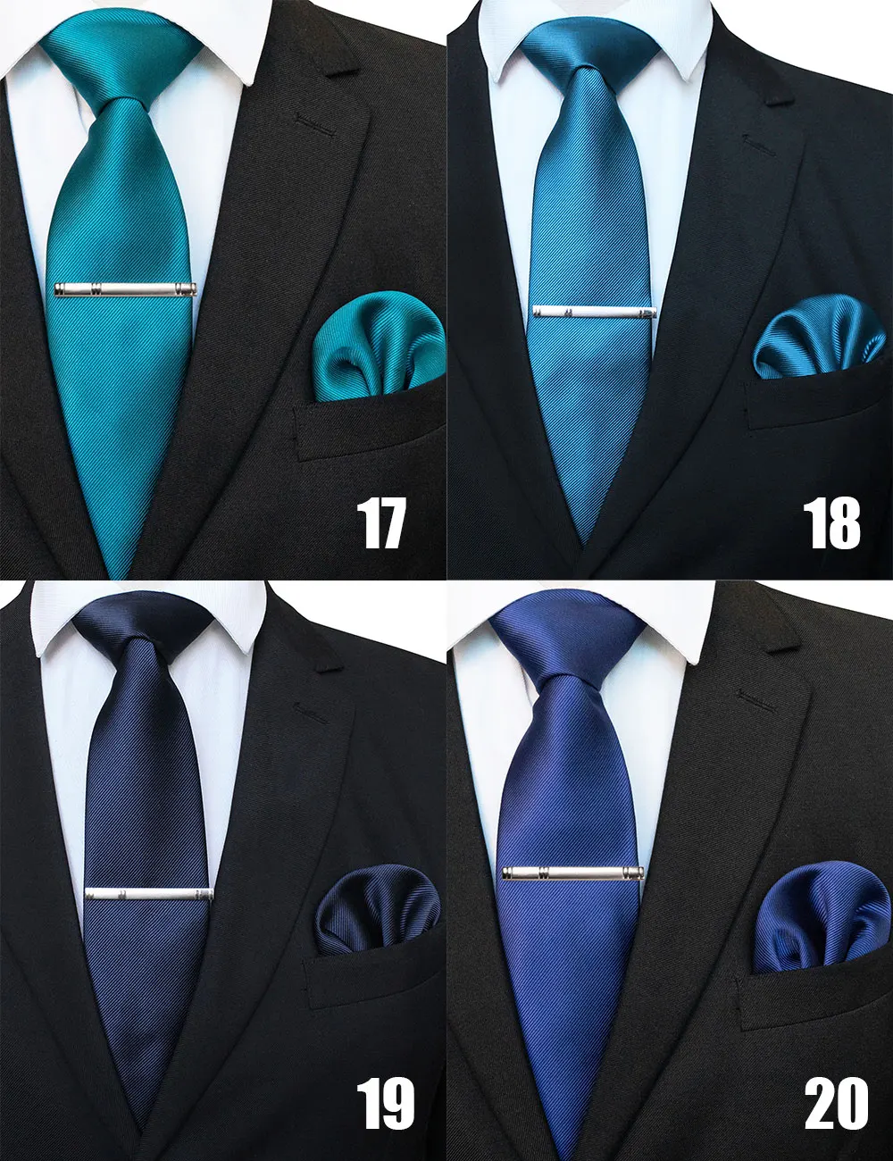 EASTEPIC 8 cm klassische graue Twill-Krawatten für Herren, Anzüge, Krawatten-Set, Clip, Taschentuch, Herren-Accessoire, Hochzeit, Party – Detail 8