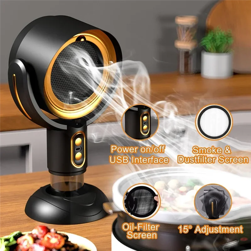 Smokeing Fan For Smoking Indoors, Electric Smokeaway Purifier Fan Portable Table Smoke Air Purifer Fan Rechargeble