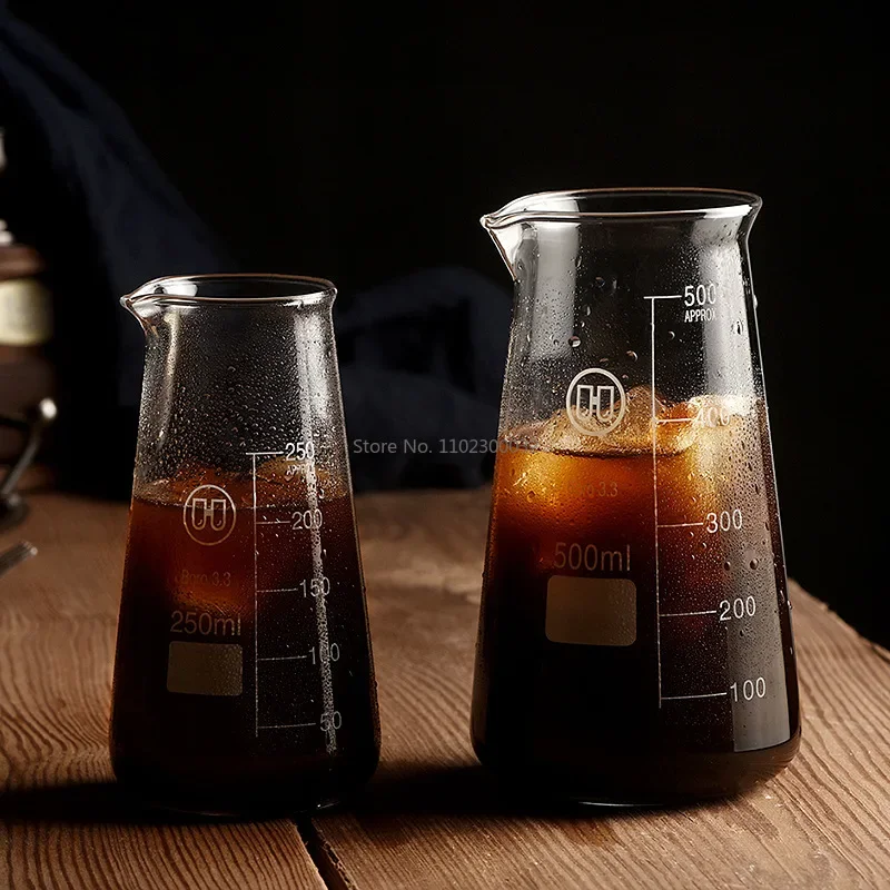 150/250/500ml Glass Coffee Pot Iced Americano Coffee Utensils Brewing Pot Hand Brewed Coffee Sharing Cone Shaped Measuring Cup