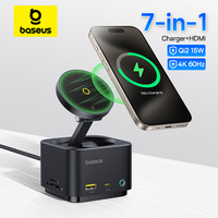 Baseus Magnetic Wireless Charger Qi2 15W for iPhone 16 15 Pro Max MagSafe Fast PD HUB HDMI 4K 60Hz USB 3.2 SD TF Phone Charger