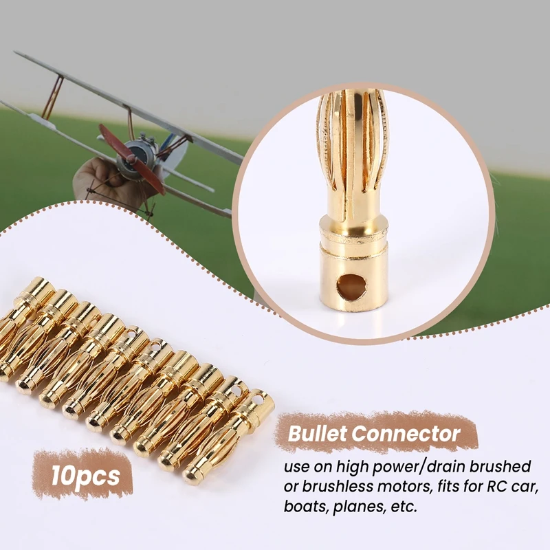 

10PCS Gold Tone 4mm Male Banana Plug Bullet Connector Replacements HOT