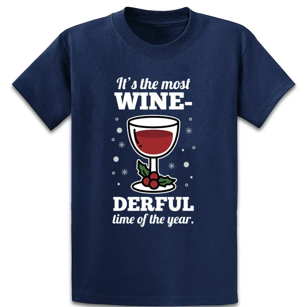 عيد الميلاد عيد الميلاد النبيذ سانتا كلوز الجان زوجين قصيرة الأكمام تي شيرت للرجال النساء تنفس عادية القطن الخالص فضفاض القمم