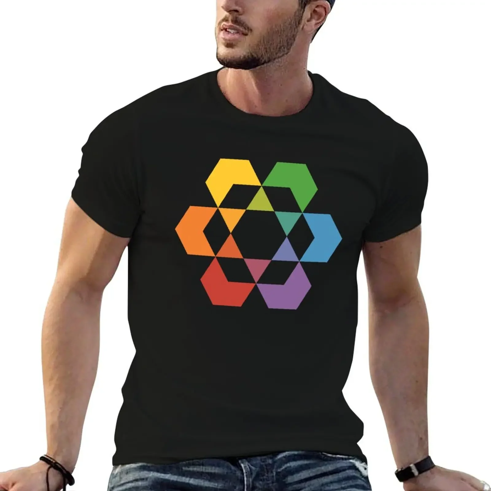 Hexagonal Awareness Star Design T-Shirt rapper graphic tees street wear shirts graphic tee T-shirts for men cotton