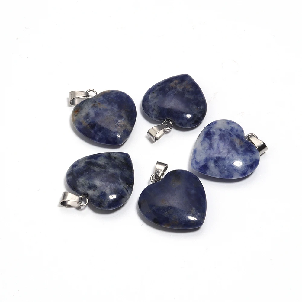 Natural Stone Mix Color Heart Shape Charms for DIY Making
