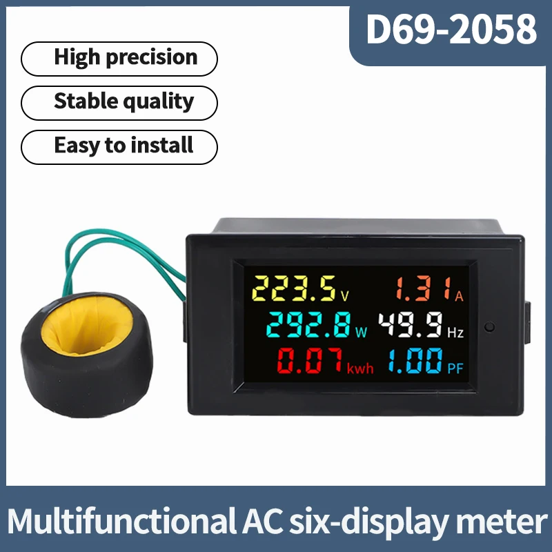 D69-2058 Six-Display Meter LCD Household Energy Meter Power Tester Intelligent Meter Digital Voltage and Current High-Precision
