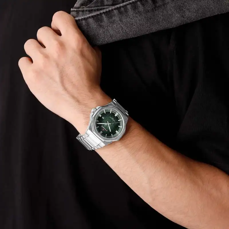 NAVIFORCE 9245 Jam Tangan Kuarsa Pria Modis Jam Tangan Bisnis Kasual Tali Baja Tahan Air Bercahaya Kalender untuk Pria Reloj Hombre