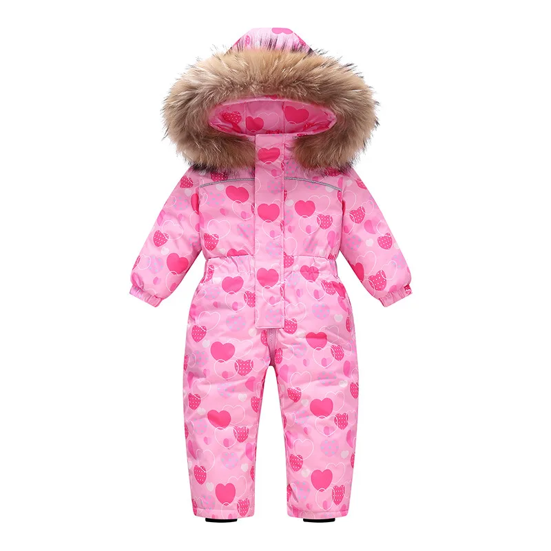 

2025 Children Ski Jumpsuit Boys Girls 1-4Y Winter Windproof Warm Outdoor Skisuits Hooded Jacket Kids Skiing Wear Bright Color