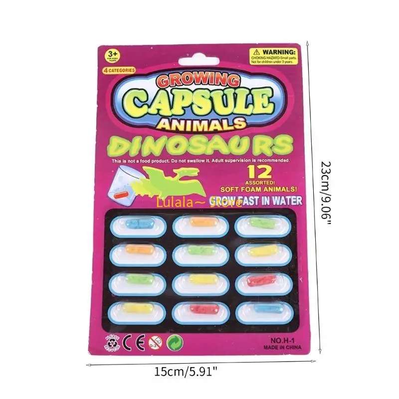 Y4QA 12 stuks Watergroeiende dino tabletten Educatief en leuk speelgoeddierthema Mini 12 Tabletten Stel elke magie in groei