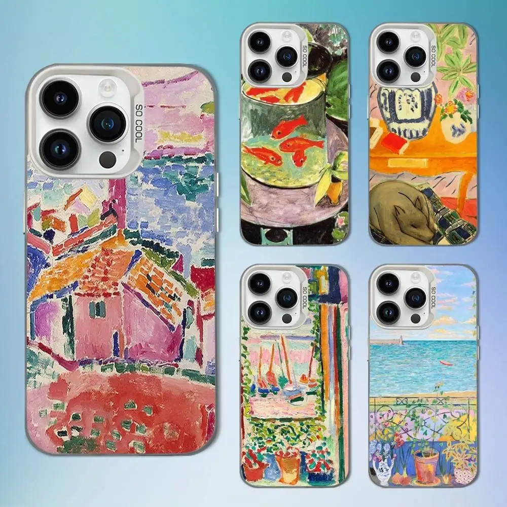 

H-Henri M-Matisse Art PaI Phone Case For iPhone 16,15,14,13,12,11,Mini,XS,Pro,SE,MAX White Matte Shockproof Cover