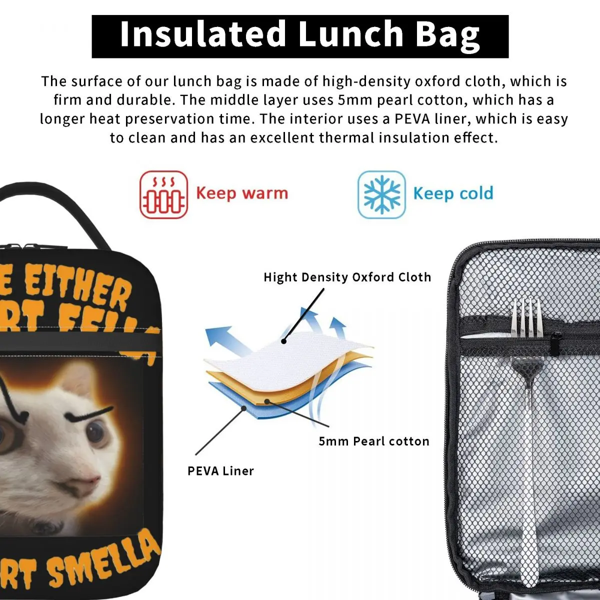 Insulated Lunch Boxes You're A Smart Fella Or A Fart Smella Funny Cartoon Food Box Fashion Cooler Thermal Lunch Box For School