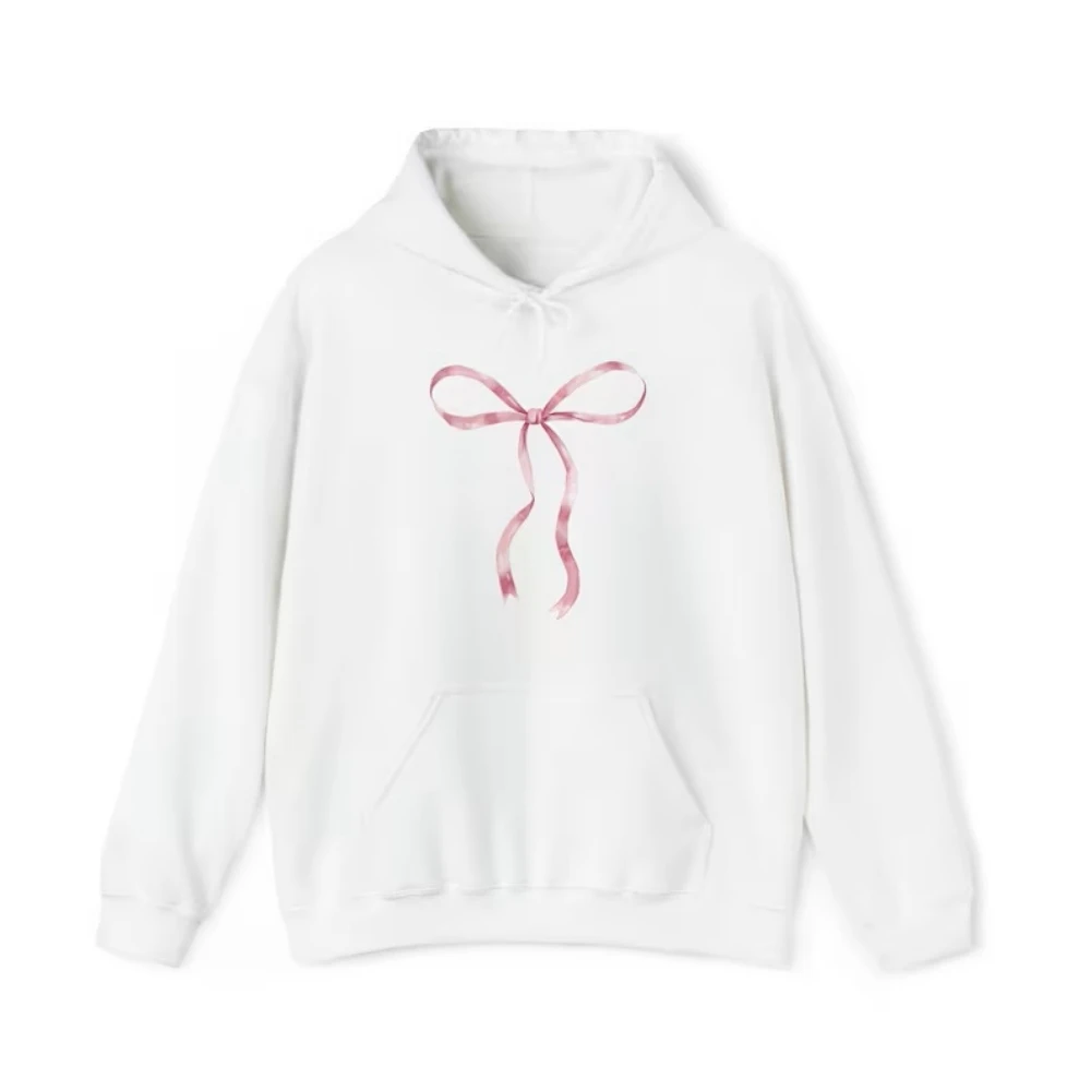 Felpa con cappuccio a nastro rosa per lei vestiti con Coquette felpa con fiocco rosa carino Y2k Pullover girocollo estetico alla moda inverno donna