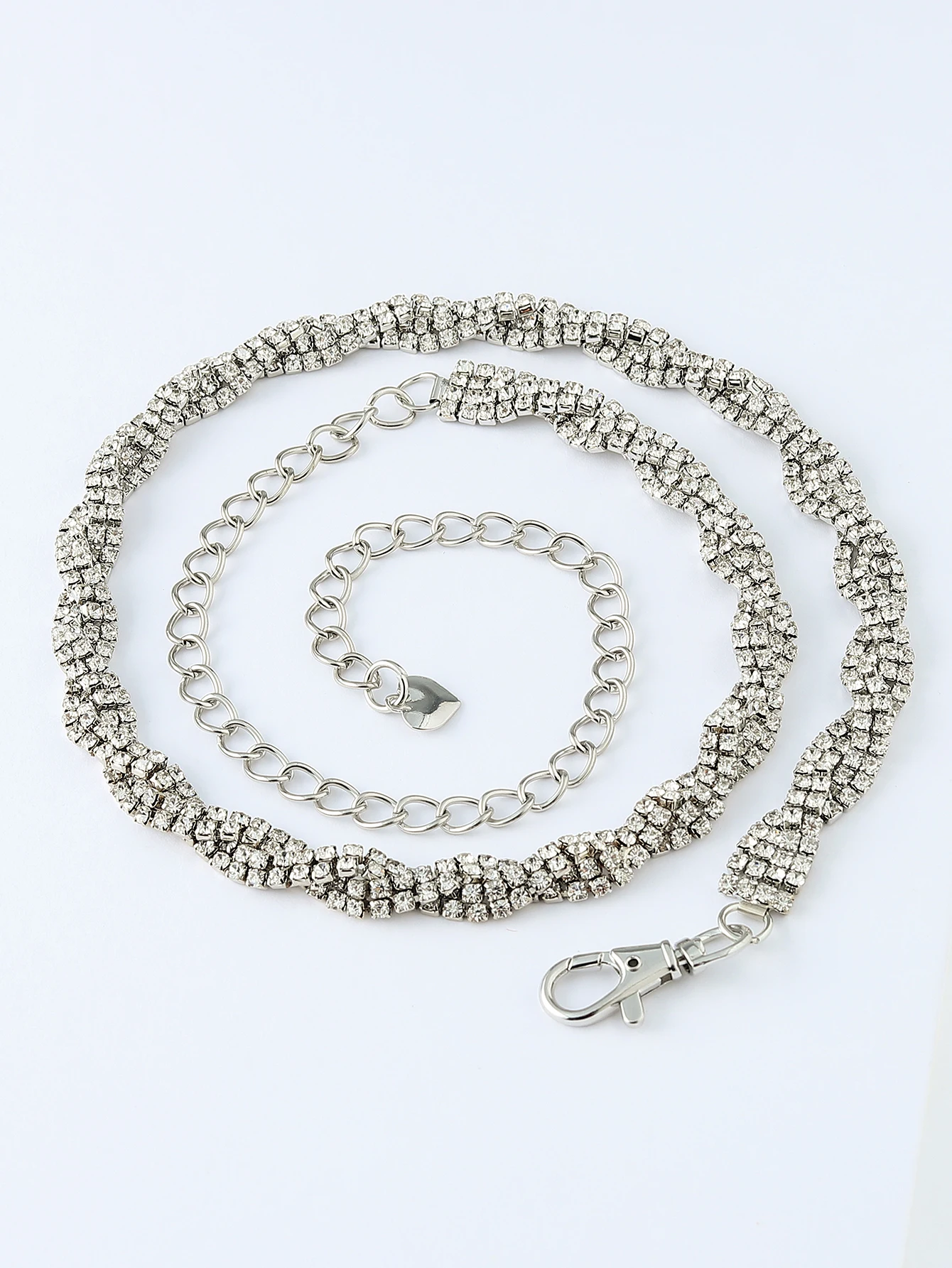 Fashion Silver 4 Drainage Braided Chain Belt for Women