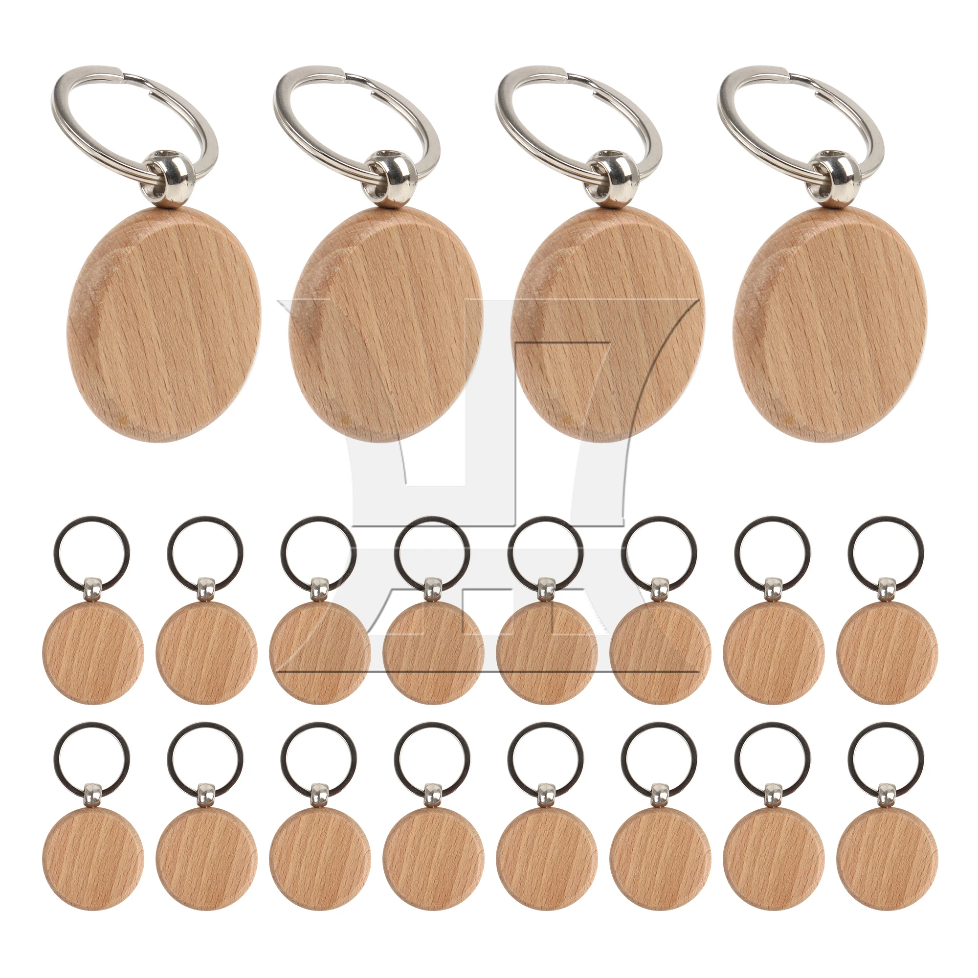 

20pcs Round Wooden Keychain Blanks 1.57x0.31 Inch, Unfinished Wood Tags for Engraving DIY Crafts Making Decoration