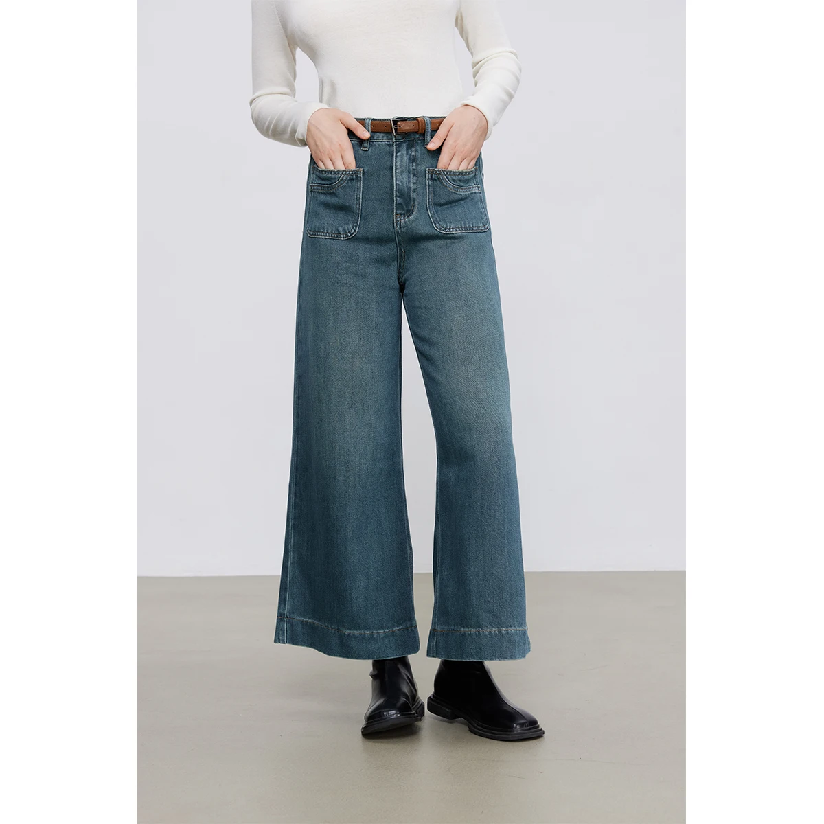 

Женские джинсы прямого кроя ASSEUU с двойными карманами, расклешенные джинсовые брюки, стройнящие прямые брюки, универсальные повседневные модные штаны