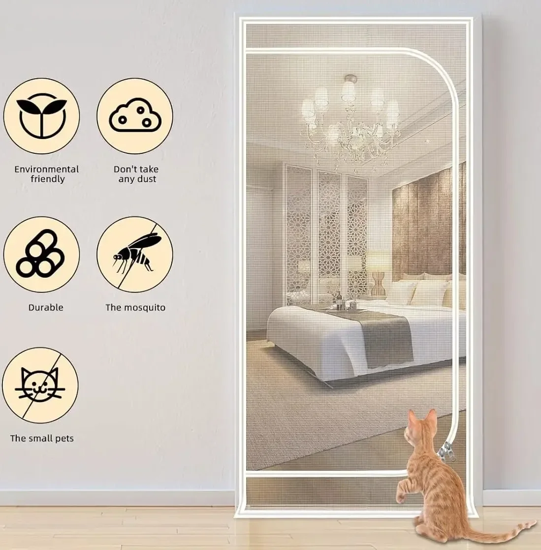 

Nano Thickened Up & Left Opening Door Screen Anti-mosquito Mesh Screen for Pet for Living Room,Kitchen,Bedroom with Zipper
