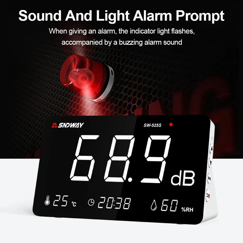 A21Q -SNDWAY Misuratore di rumore desktop multifunzione Misuratore di decibel Tester di rumore Misuratore di volume del rumore ambientale