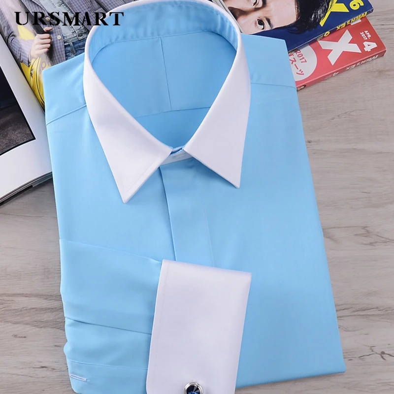 men's fashion shirt freshness Point collar French cuff mens shirts long sleeve