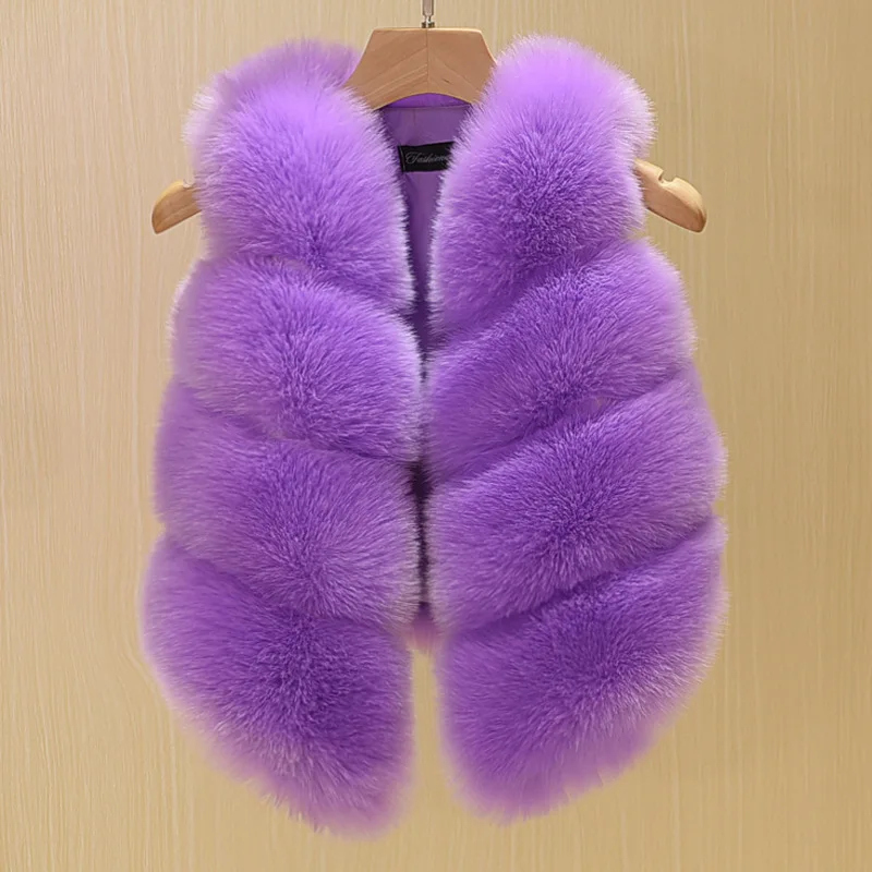 

2025 Fashion Children's Clothing Faux Fox Fur Vest European Style Toddler Baby Girls Waistcoat Winter Coat