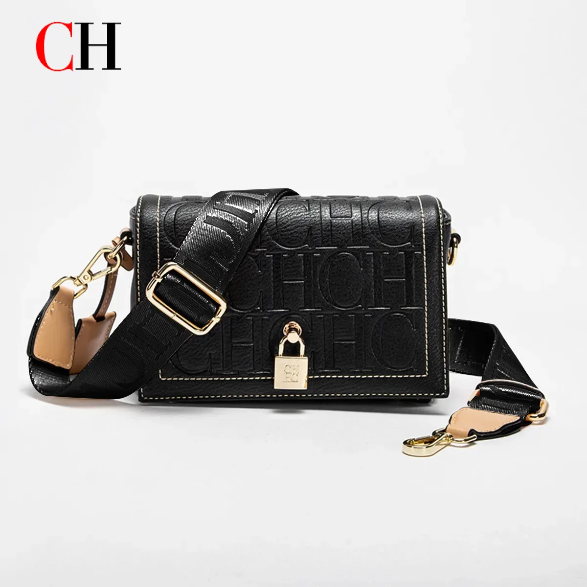 CH Fashion Solid Colour Printed Head Bag Fashion Design Model Metal Accessories Buckle Luxury Brand 2026 Women's Shoulder Bag