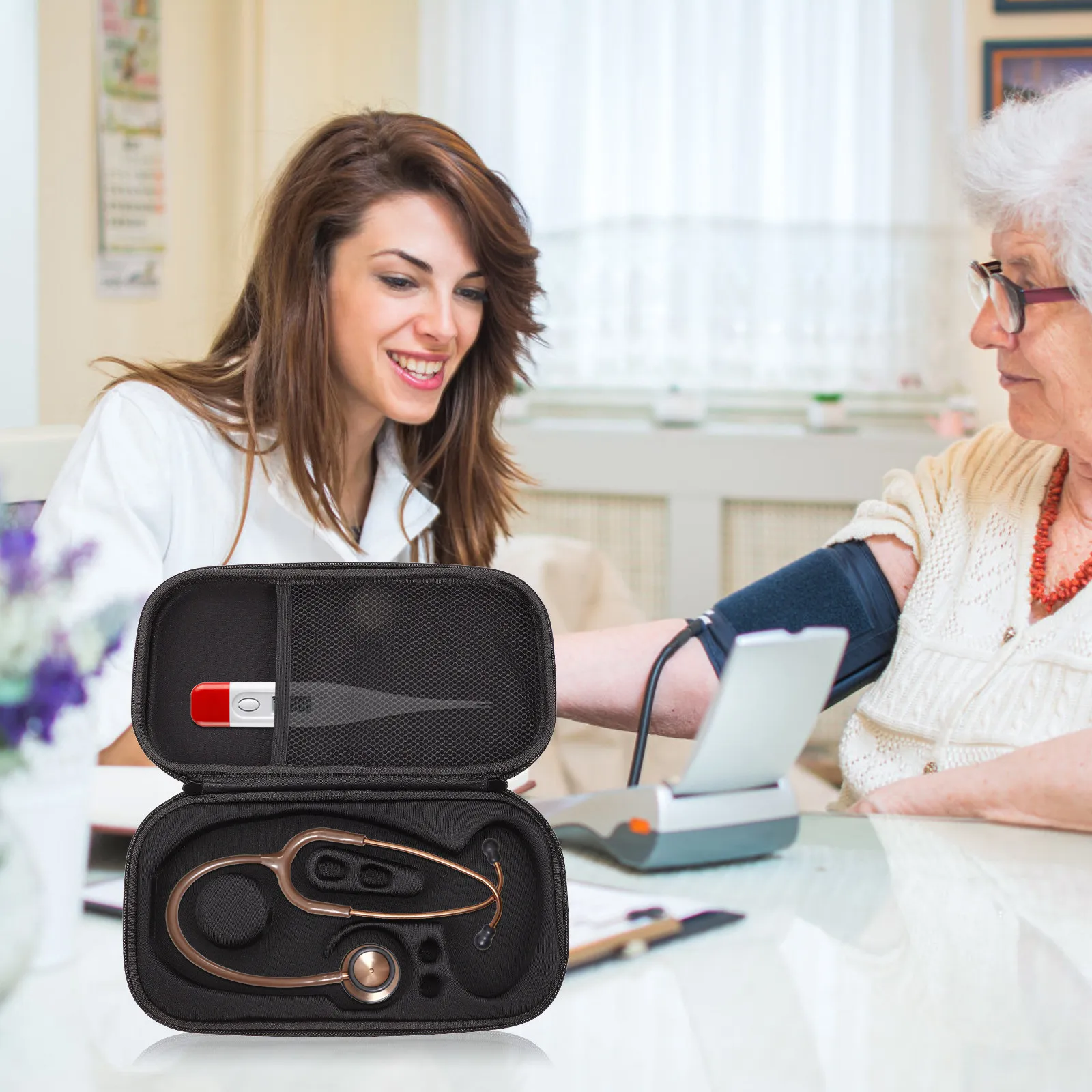 

1 шт. портативный чехол для стетоскопа из ЭВА, сумка-органайзер на молнии, легкий защитный футляр для медицинского стетоскопа для медсестер