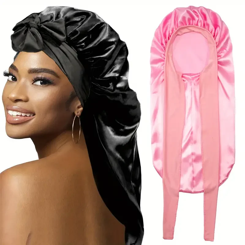 Silky Sleep Bonnet for Straight Curly Hair Long Extra Large Hair Bonnets For Dreadlocks And Braids, Satin Sleeping Caps Nigh 2pc