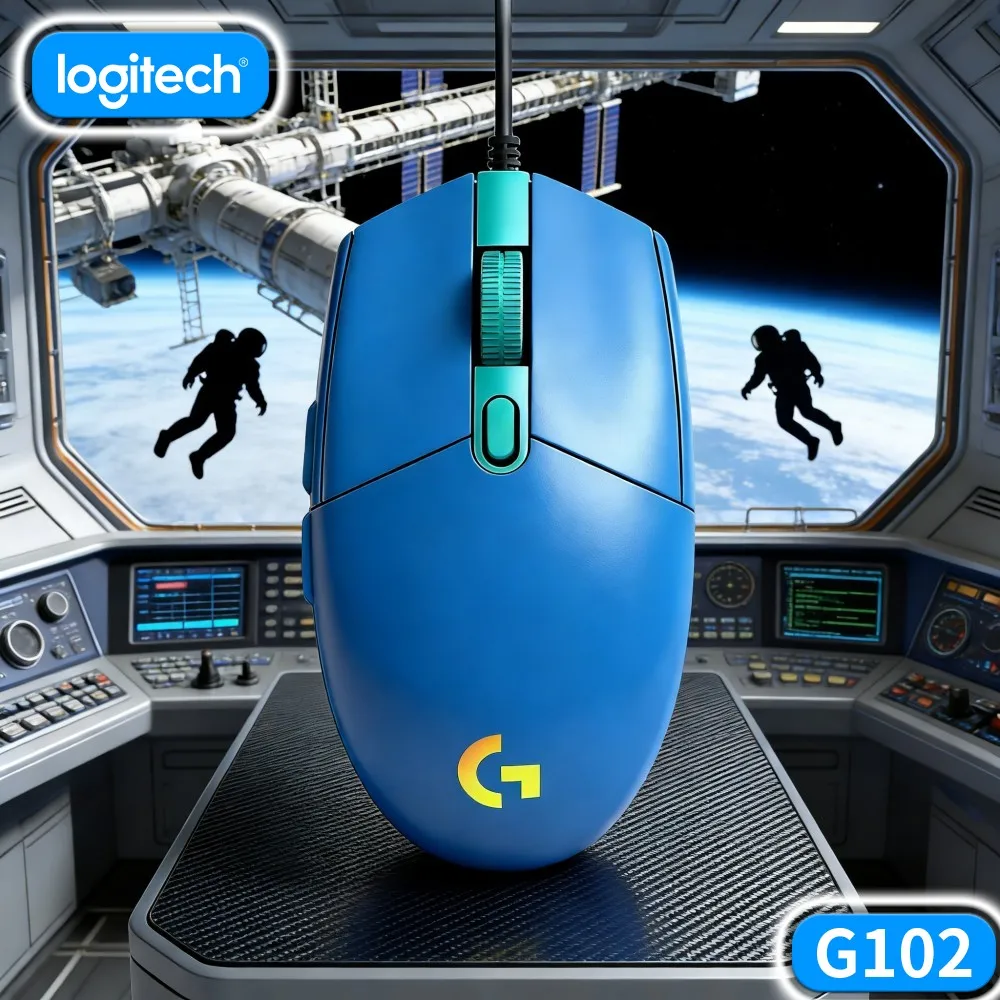 Mouse Gamer com Fio Logitech G102, Pads de Deslizamento de Baixa Resistência, Proporciona Deslizamento Suave e Sem Esforço em Superfícies Planas