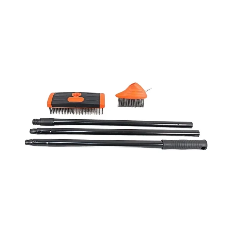 Adjustable Long Handle Scrub Brush 3 In 1 Metal Pole For Garden Patio Floor Deck Weeding Moss Removal Cleaning Tool