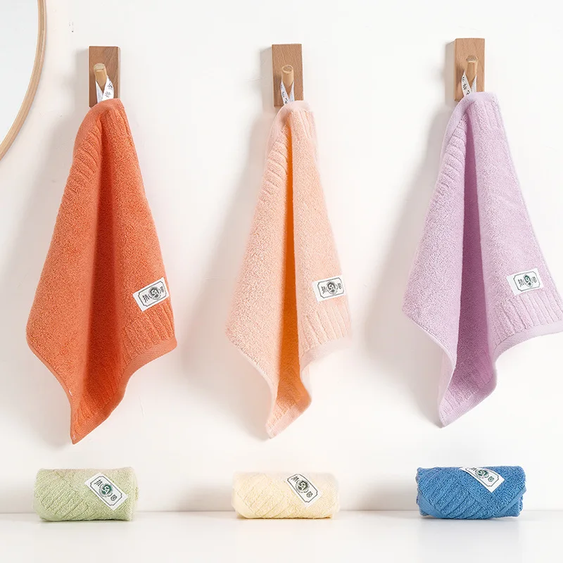 Solid-Color Antibacterial 100% Cotton Face Towel Highly Absorbent Soft Lint-Free Ideal for Kindergarten Hand-Drying Bathroom Use
