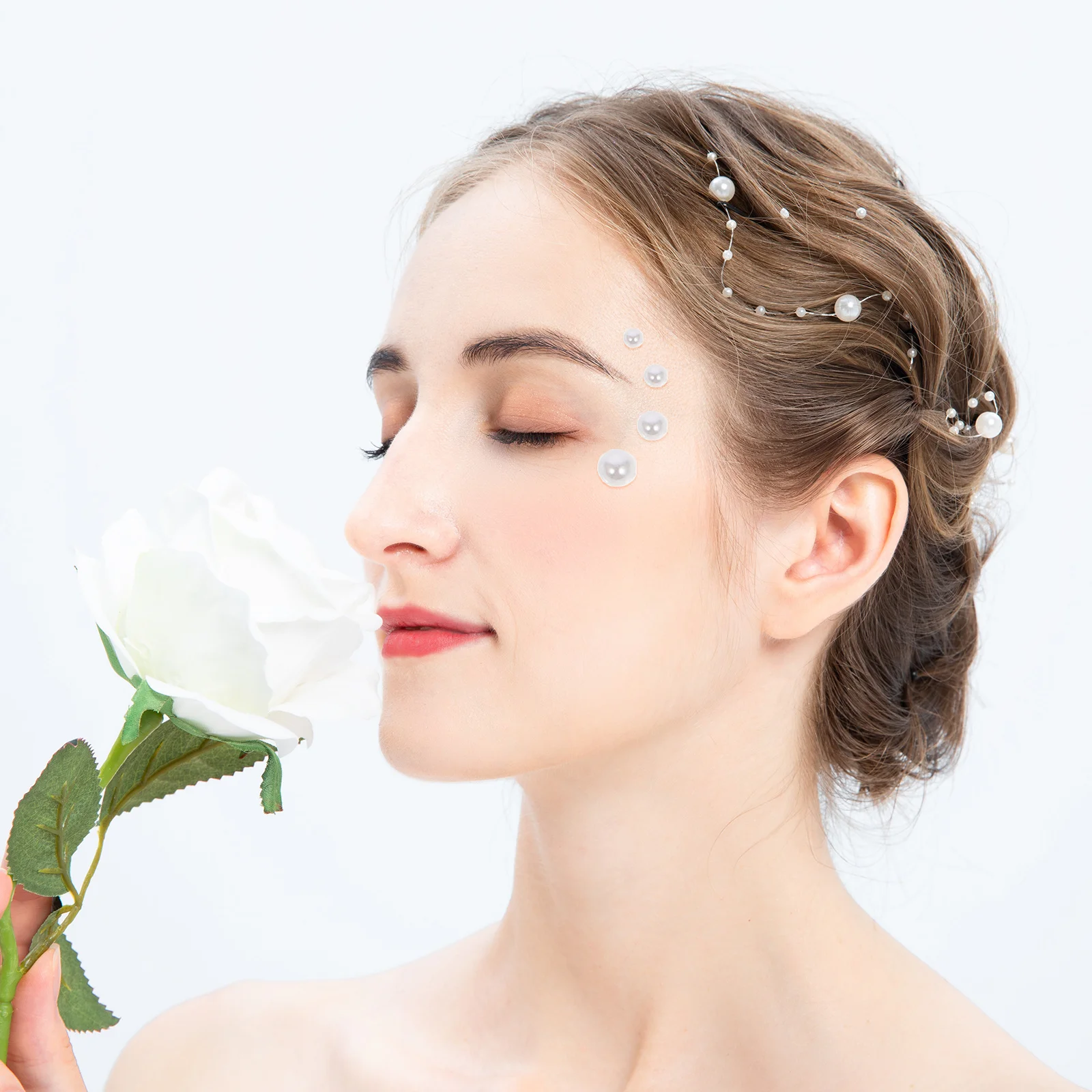 

4 Sheets Pearl Stickers Eyebrow Face Nail Makeup Self Adhesive Art Festival Party Decoration Pearl Face Stickers