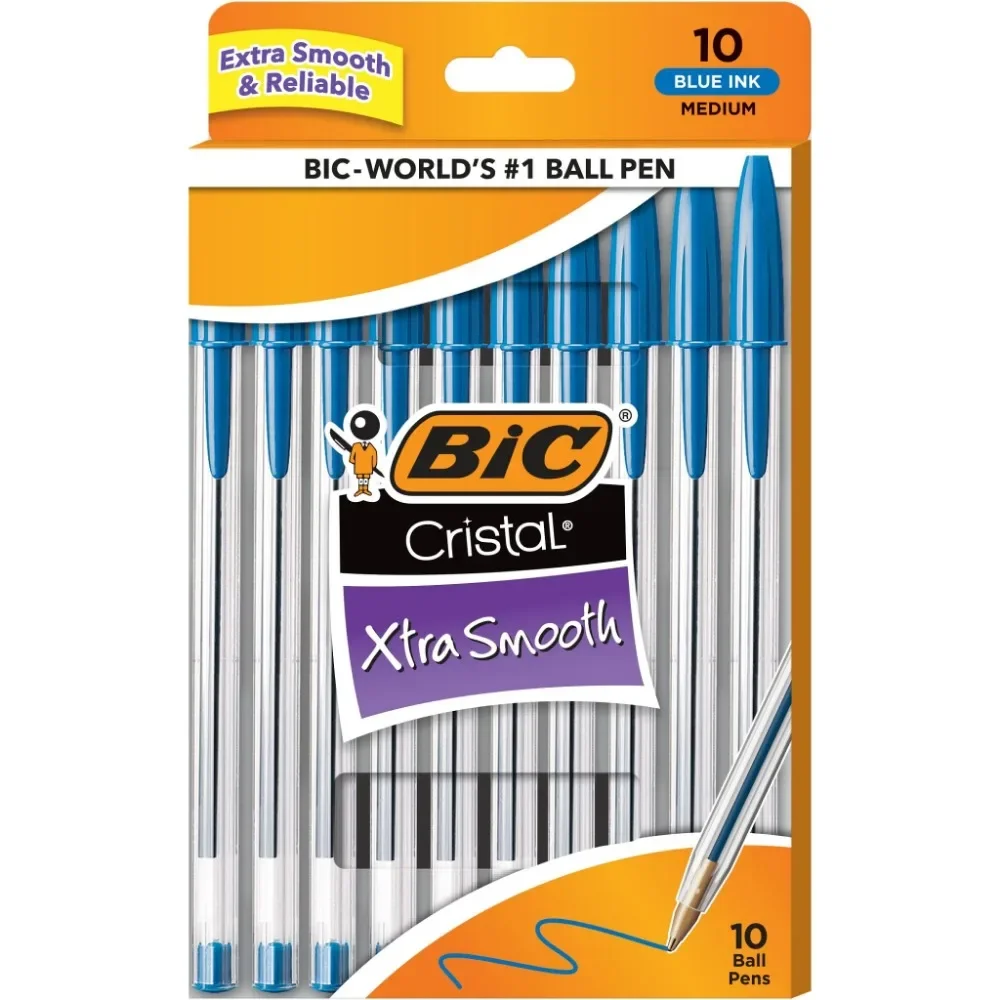 

Шариковые ручки Cristal Xtra Smooth Stic Blue, средний наконечник (1,0 мм), упаковка 10 шт.