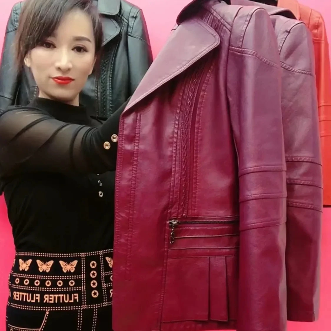 Women Leather Jacket Large Size Casual Short Zipper Locomotive Faux PU Leather Coat Middle-aged Elderly Windbreaker 6XL 7XL