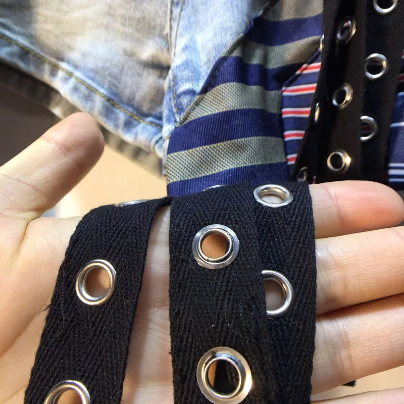 유럽풍 패션 반바지, 2025 여름 신상 스플라이싱 컬러 프린지 스트리머 하이웨이스트 얇은 탄성 데님 반바지 여성용, 핫팬츠