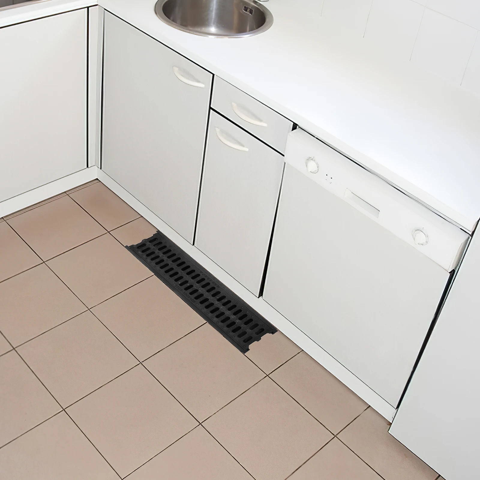 

HDPE Drainage Trench System U Shaped Channel Grate Kitchen Bathroom Balcony Plastic Resin Cover grated trench durable design