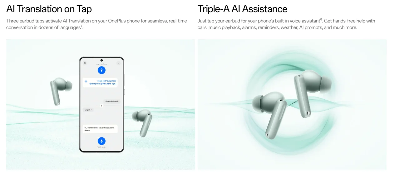 Globale Version OnePlus Buds 4 True Wireless-Ohrhörer Bis zu 55 dB Geräuschunterdrückung ANC Zwei Treiber mit zwei DACs Bluetooth 5.4 – Detail 9
