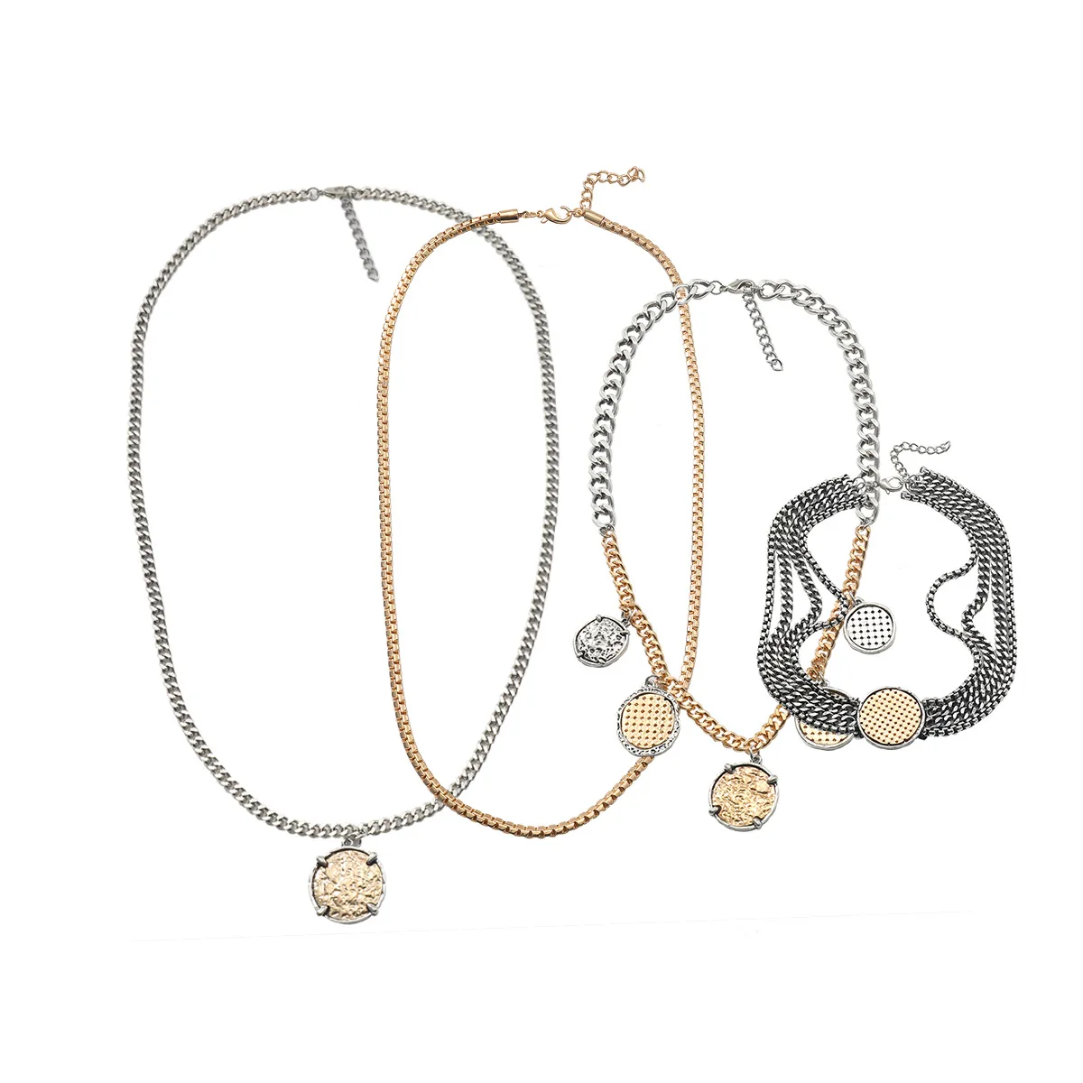 2026 Modische Damen-Halsketten Punk Mehrschichtige Halskette Runder Münzanhänger Choker Schmuck Hals-Accessoires – Detail 6