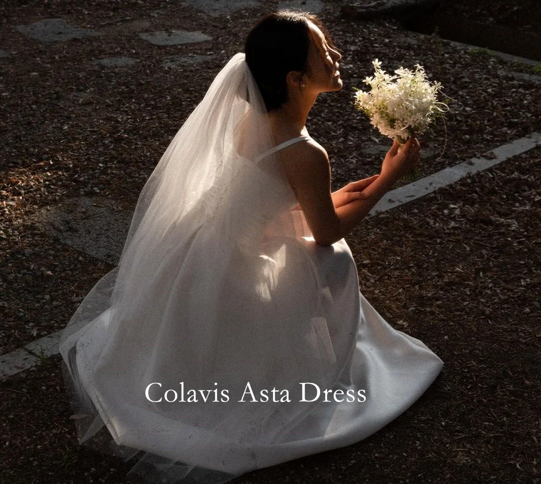 Colavis Ast Spaghetti  Ivory Wedding Dress White Satin Customized A-Line Corset Elegant Fancy  Bride Dresses Bridal Gowns