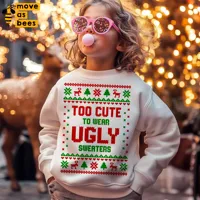 Kids Ugly Christmas Sweater Style Sweatshirt 2025 New Fashion Too Cute To Wear Ugly Sweaters Reindeer Pullover Winter Warm