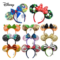 2024 Disney Mickey Ears Stirnband Feuerwerk Stirnband mit Jack Pumpkin King Cosplay Haarband Disneyland Buchstaben Stirnband Geschenk