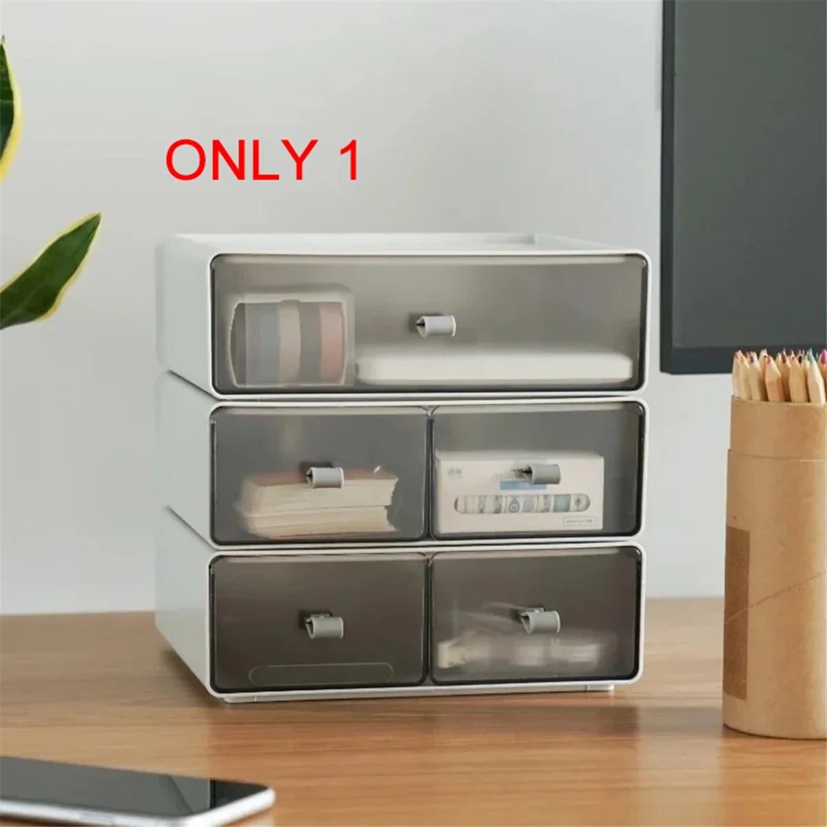 Drawer Type Cosmetic Storage Office Desktop Stationery Finishing Box Free Combination Multilayer Stackable Storage Box A