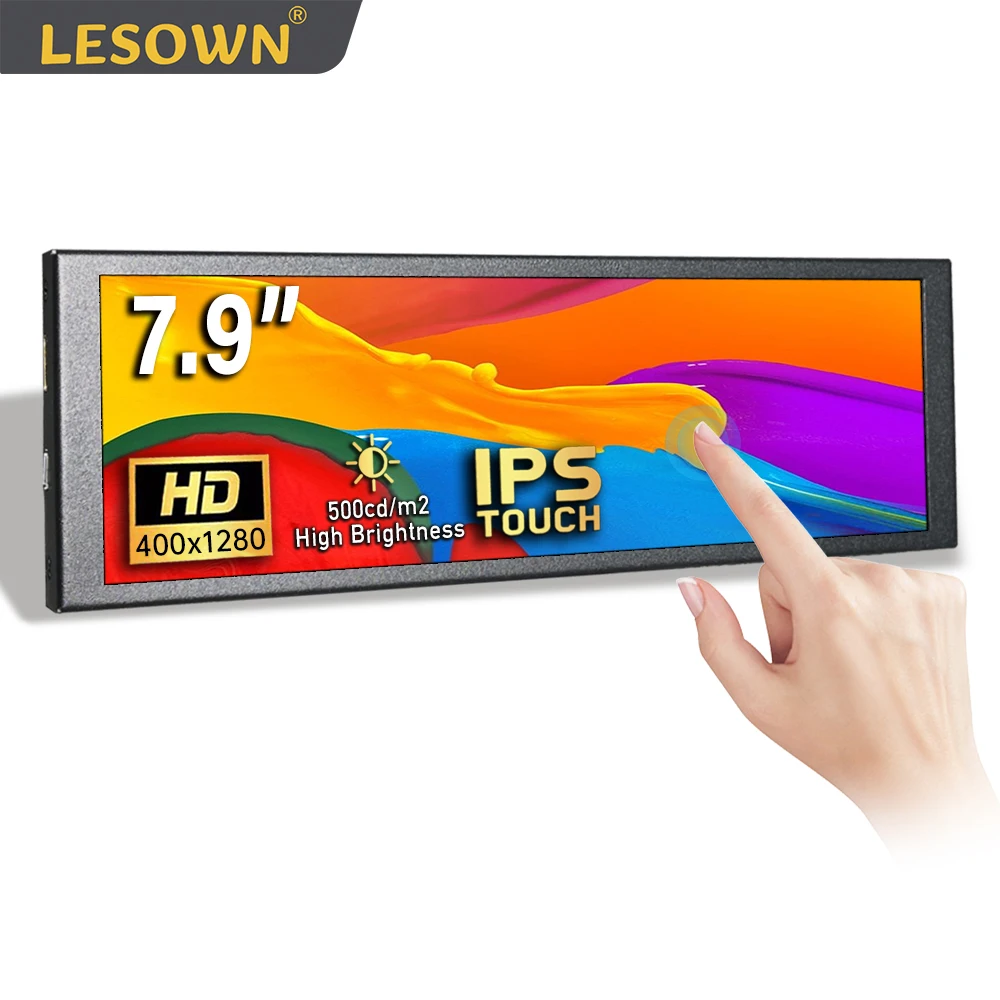 

LESOWN 7.84 inch Long Bar Touchscreen LCD Monitor 400x1280 IPS mini Secondary Screen for PC Case Computer Temperature Display