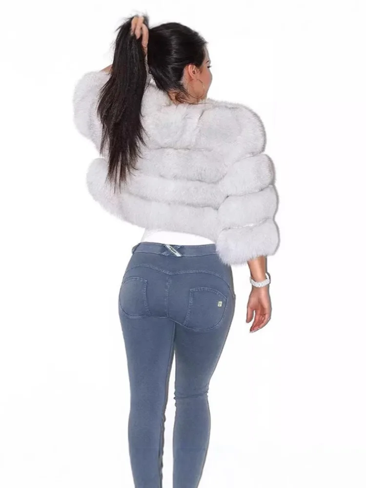 ZADORIN Sexy Half Sleeve Cropped Fluffy Faux Fur Coat Woman Fur Coats Winter Short Fur Jackets Sexy Tops New in Coats & Jackets