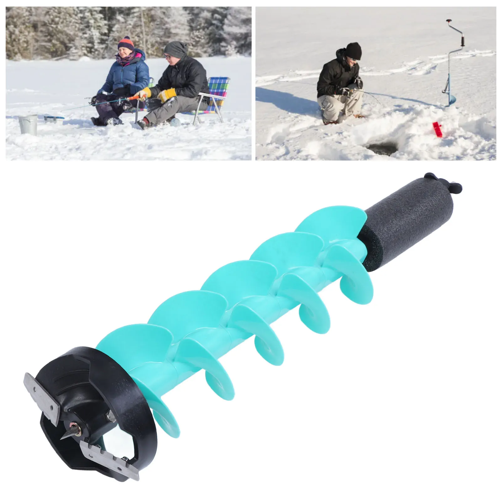 Ice Drill Auger 2 Steel Blades Impact Resistance Electric Drill Auger 6 Inch Rotating Diameter 28 inch Long for Winter Fishing