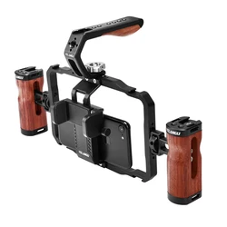 Universal Phone Video Rig for iPhone 16 15 14 13 12 Pro Max Aluminum Handheld Phone Cage with Handle Video Smartphone Stabilizer